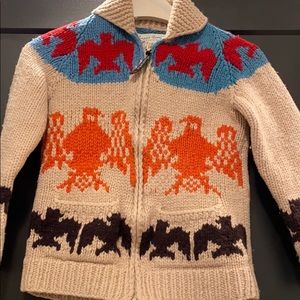 Cowichan hand knit wool vintage sweater zip xxs xs